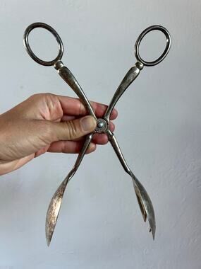 Vintage Italian EP Zinc Silver Plate Salad Tongs